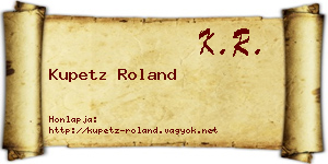 Kupetz Roland névjegykártya